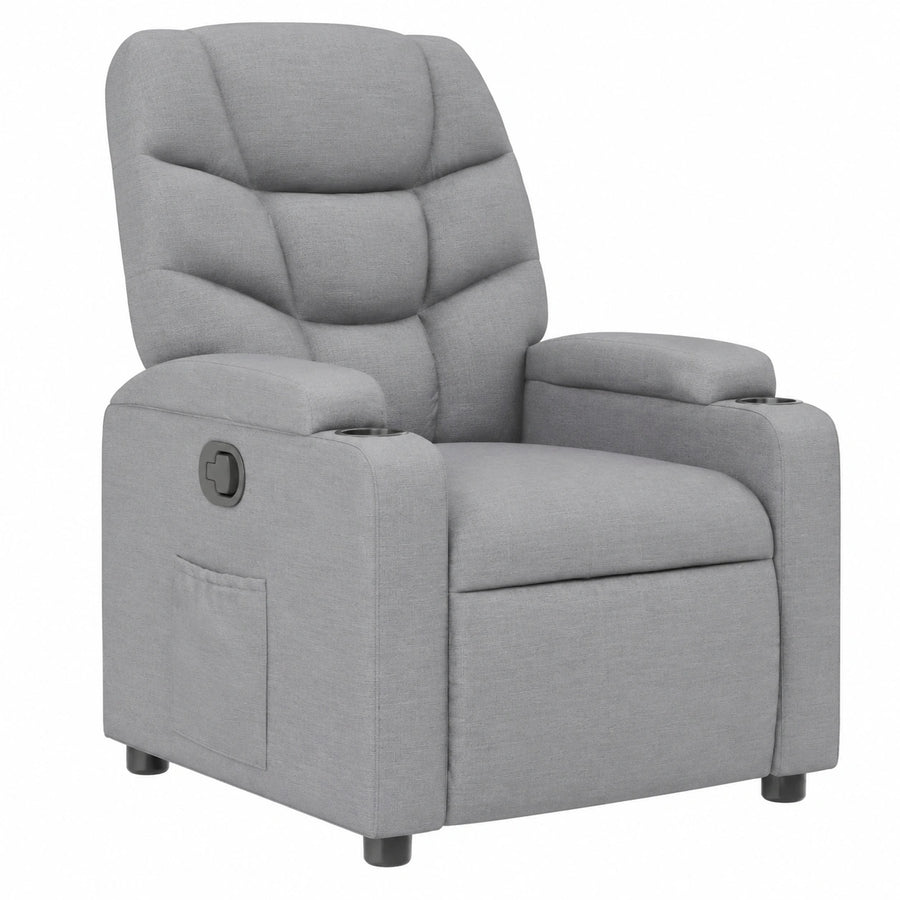 ARKEM Poltrona Relax Reclinabile in Tessuto Grigio Chiaro con Poggiapiedi, Ideale per Soggiorno e Camera da Letto