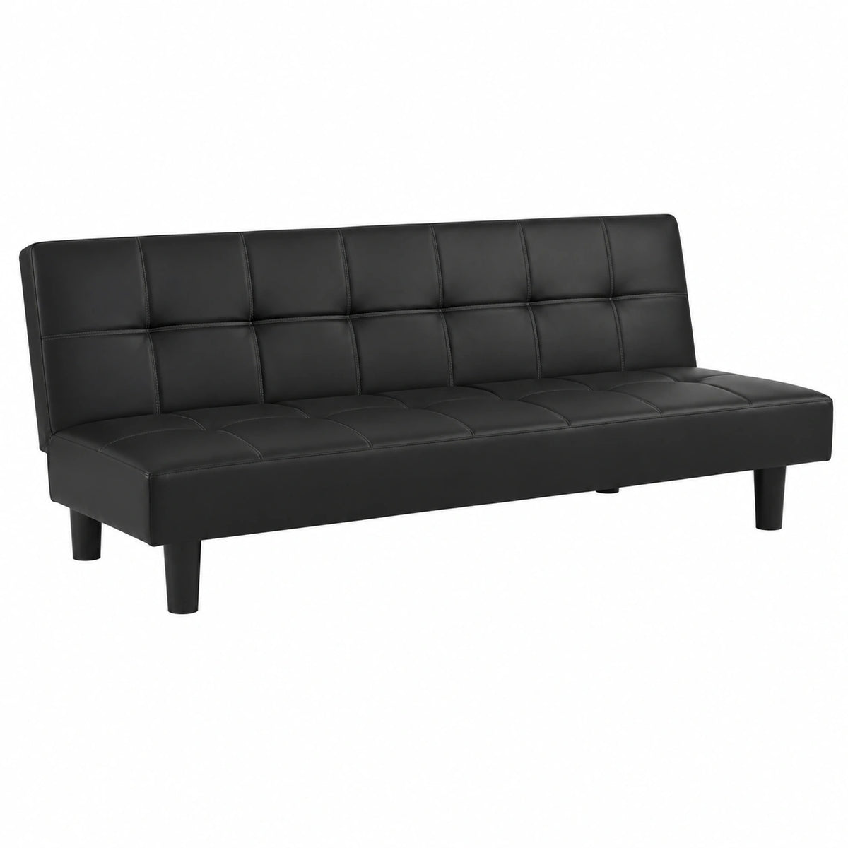 Divano Letto Reclinabile Federica I in Ecopelle Nera, 3 Posti, Sistema Antiribaltamento, Dimensioni 180x97x36 cm