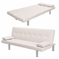 Divano Letto Regolabile in Similpelle Crema con Cuscini Inclusi, Design Elegante e Confortevole, Perfetto per Ogni Arredamento