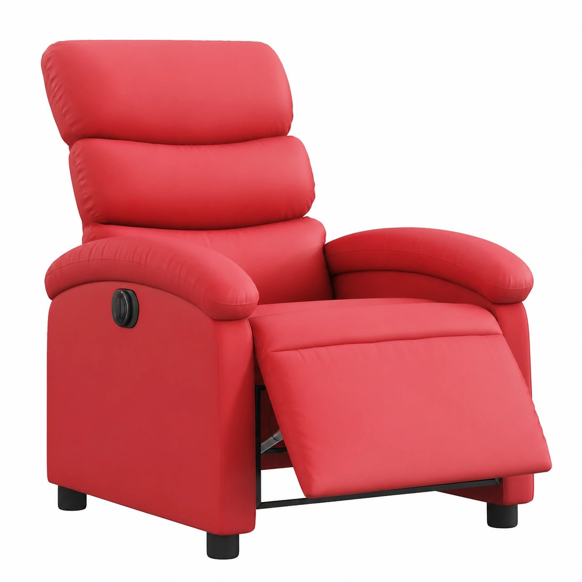 Poltrona relax in ecopelle rossa con reclinazione elettrica e portaoggetti