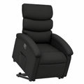 Poltrona reclinabile elettrica in ecopelle nera per anziani, funzione di sollevamento e relax, design moderno per soggiorno