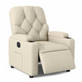 Poltrona Elettrica Relax Ecopelle Panna con Motore Inclinabile 135° Moderno