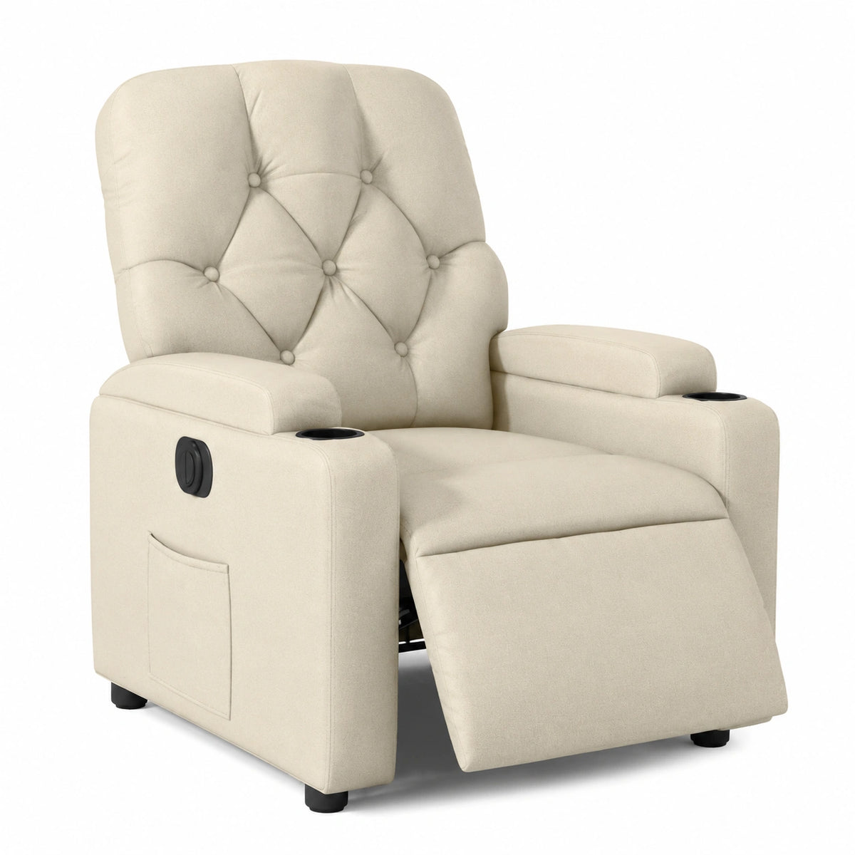 Poltrona Elettrica Relax Ecopelle Panna con Motore Inclinabile 135° Moderno