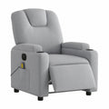 Poltrona elettrica relax in tessuto grigio chiaro con reclinazione regolabile, ideale per soggiorno e balcone, include portabevande e telaio stabile