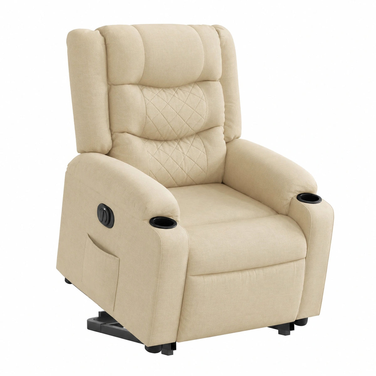 Poltrona Relax Elettrica Reclinabile 135° in Tessuto Crema, 77x93x99 cm, Ideale per Soggiorno e Camera da Letto