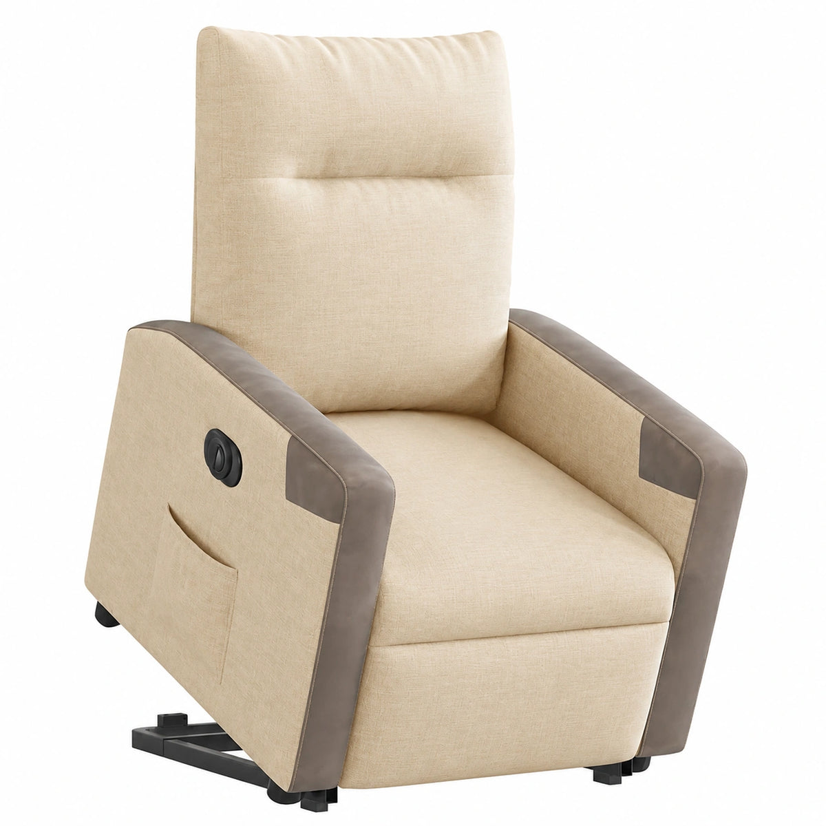 Poltrona elettrica reclinabile alzapersone in tessuto crema, 69x86x100 cm, ideale per adulti
