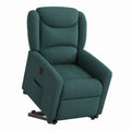 Poltrona reclinabile elettrica verde scuro con sollevamento e portabicchieri, 78x95x100 cm, ideale per soggiorno e camera da letto