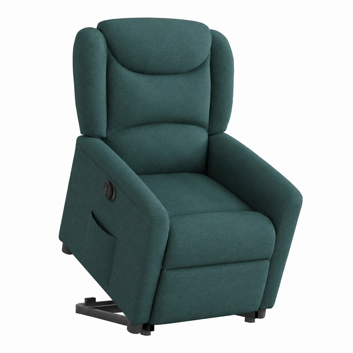 Poltrona reclinabile elettrica verde scuro con sollevamento e portabicchieri, 78x95x100 cm, ideale per soggiorno e camera da letto