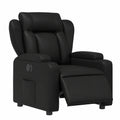 Poltrona elettrica relax in ecopelle nera con reclinazione a 135°, porta bicchiere e tasca laterale per salotto