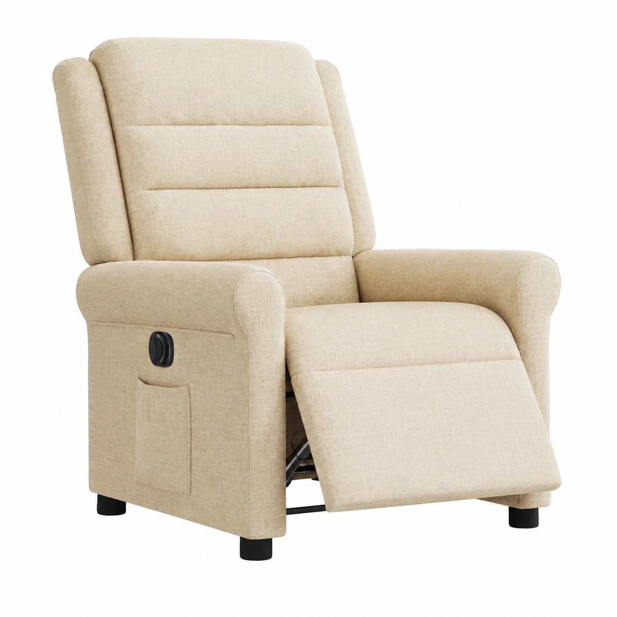 Poltrona Relax Elettrica Crema con Motore, Regolabile e Confortevole, Tasca Laterale per Soggiorno e Ufficio