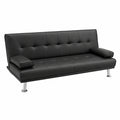 Divano Letto Reclinabile 3 Posti in Ecopelle Queen, Nero o Bianco, 180x97 cm