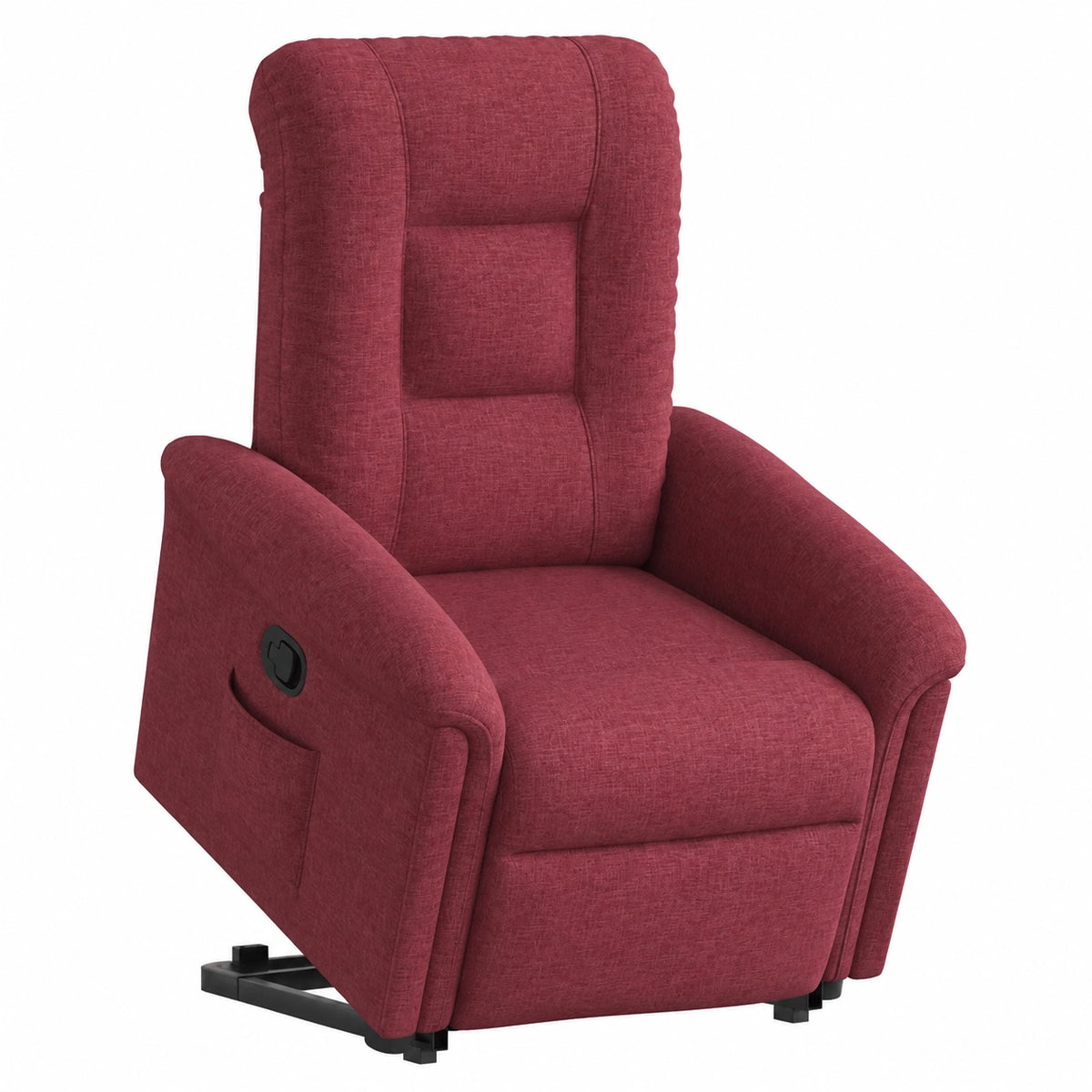 Poltrona Relax Motorizzata in Tessuto Rosso Vino con Sollevatore, Recliner Manuale, Tasca Laterale, Ideale per Soggiorno e Camera da Letto, Capacità fino a 110 kg