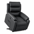 Sedia Relax Elettrica in Ecopelle Nera con Funzione Alzapersone, Reclinabile e Regolabile, 75x92.5x100 cm, Perfetta per il Soggiorno
