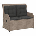 Sedia Sdraio da Giardino in Rattan Sintetico Grigio con Cuscini