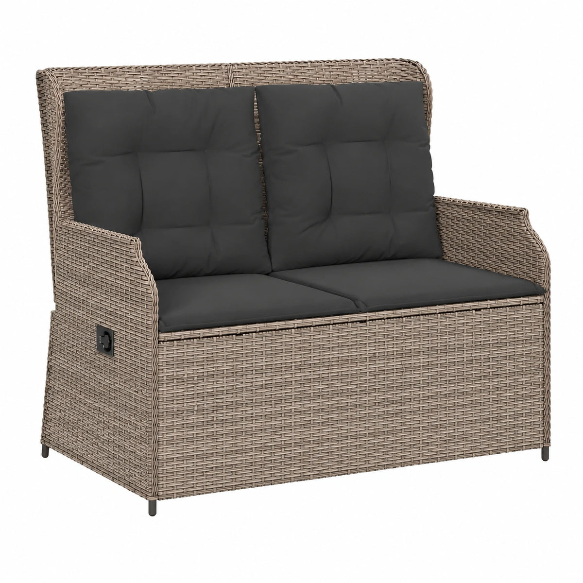 Sedia Sdraio da Giardino in Rattan Sintetico Grigio con Cuscini