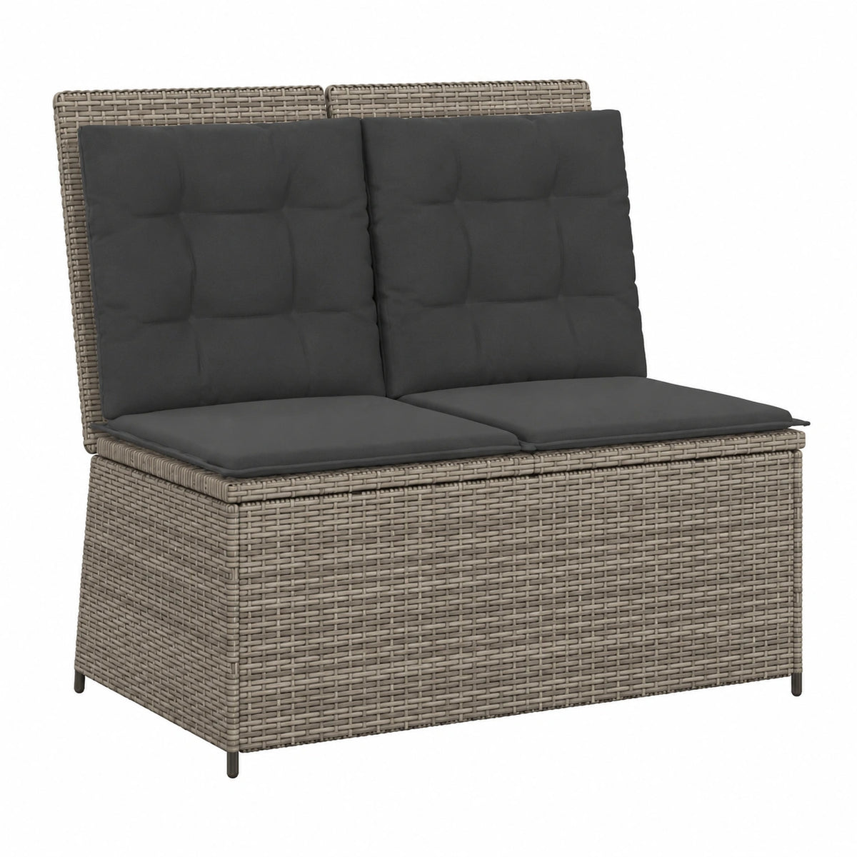 Sedia da Giardino Reclinabile in Rattan Sintetico Grigio con Cuscini