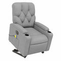 Poltrona Massaggiante Elettrica con Funzione Alzapersone, Tessuto Grigio Chiaro, Massaggio a 6 Punti, Ideale per il Relax in Soggiorno