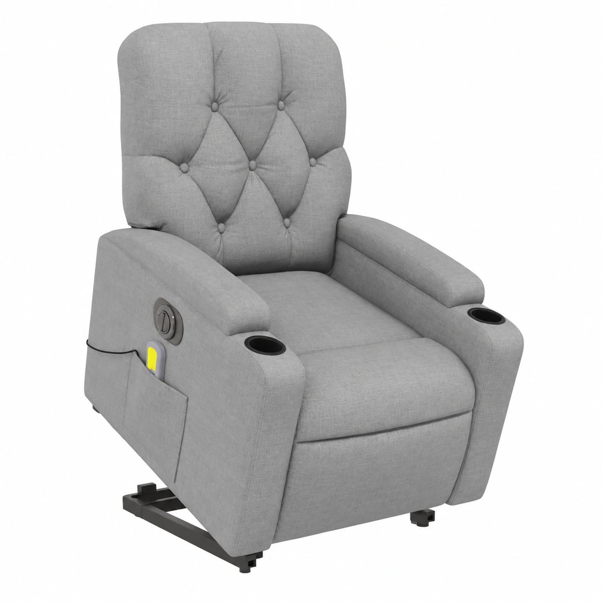 Poltrona Massaggiante Elettrica con Funzione Alzapersone, Tessuto Grigio Chiaro, Massaggio a 6 Punti, Ideale per il Relax in Soggiorno