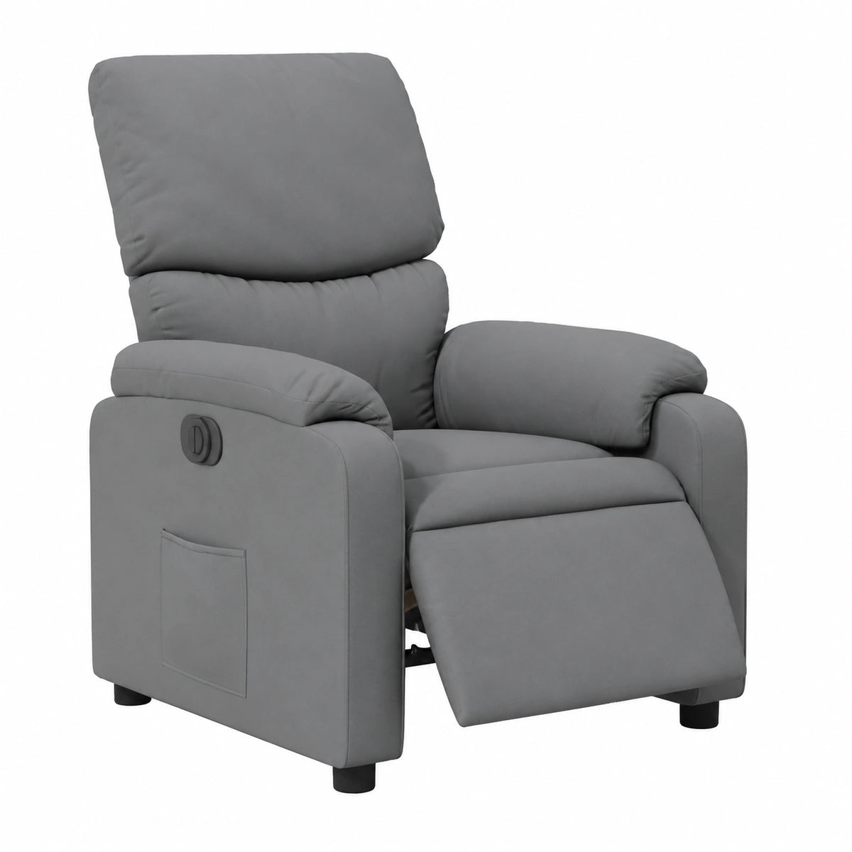 Poltrona Relax Elettrica in Tessuto Grigio Scuro con Inclinazione 135°, Telaio in Metallo e Legno, Comoda per Soggiorno e Ufficio