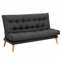Divano Letto 3 Posti Reclinabile in Tessuto Grigio Scuro con Materasso Futon