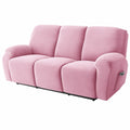 Copertura in velluto elasticizzato per poltrona reclinabile con tasca laterale, rosa, 3 posti, elegante e confortevole