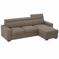 Divano Angolare Tirana con Chaise Longue e Penisola Versatile, Contenitore Integrato, Letto Estraibile, Poggiatesta Regolabili, Beige Scuro