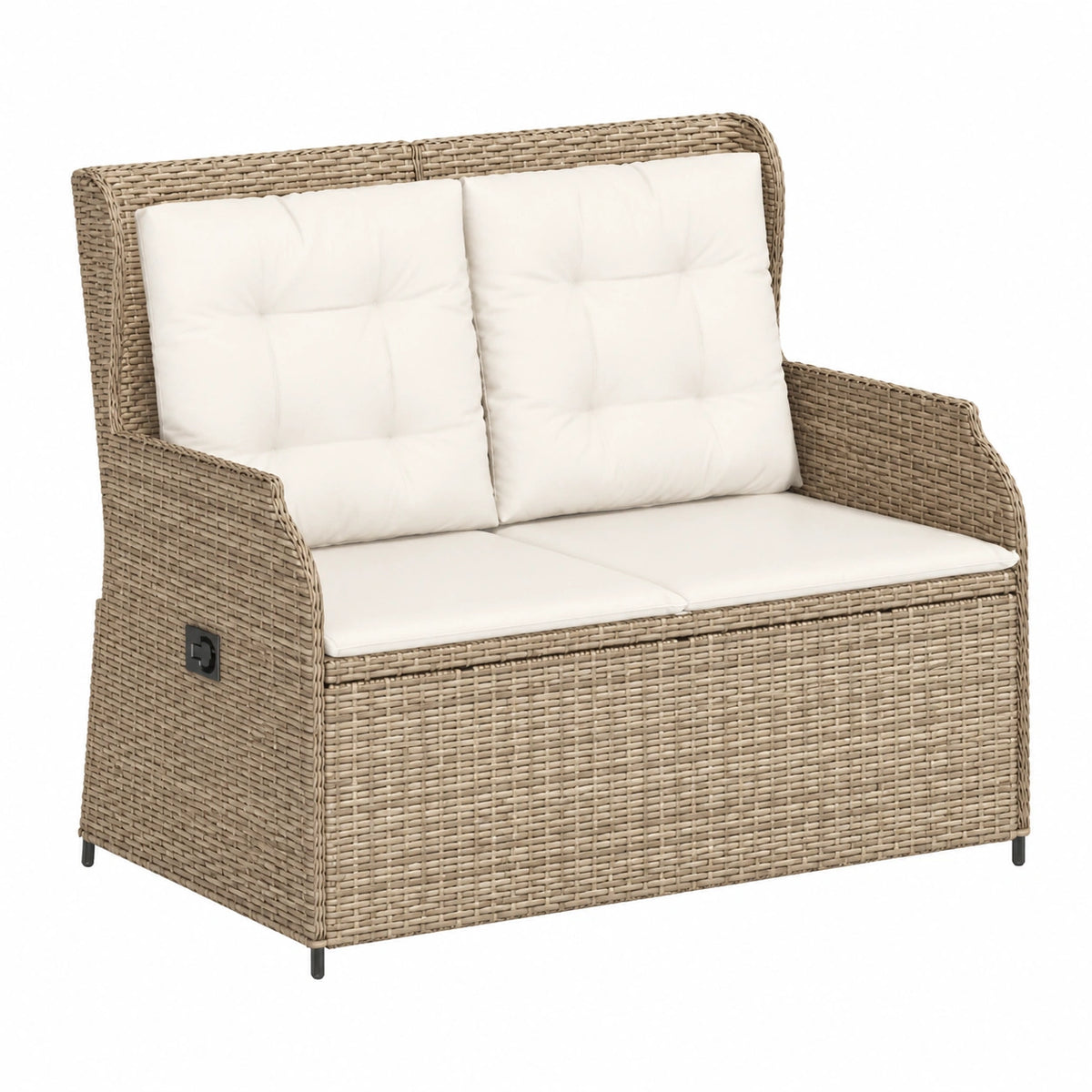 Poltrona da Giardino Reclinabile in Rattan Sintetico Beige con Cuscini