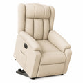 Poltrona elettrica reclinabile con supporto alzapersone, tessuto crema, 78x92x98 cm, portata 110 kg, ideale per soggiorno e camera da letto