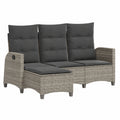 Set Divano a L da Giardino Reclinabile in Polyrattan Grigio con Cuscini