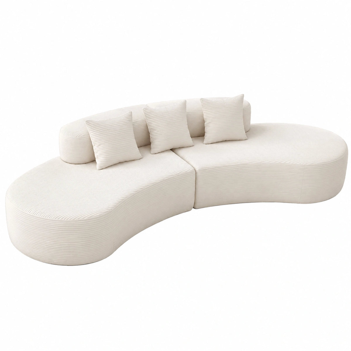 Divano Modulare 5 Posti in Velluto a Coste con Cuscini Comodi, Perfetto per Soggiorno e Camera da Letto, Dimensioni 305,5 x 132 x 63 cm