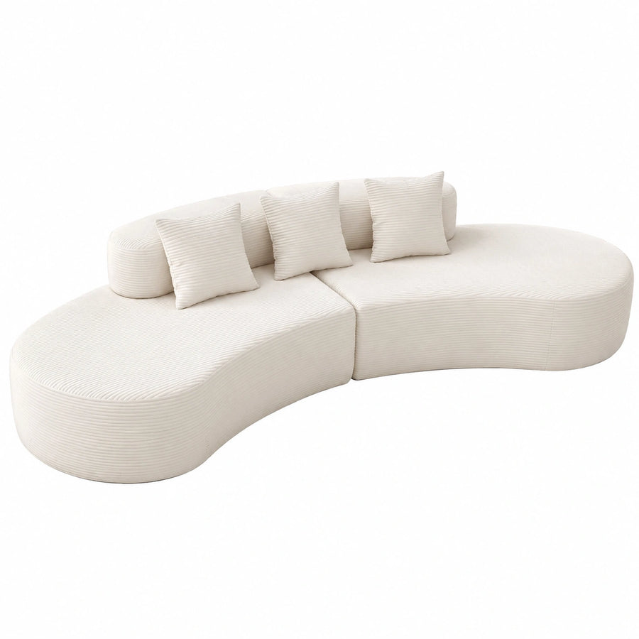 Divano Modulare 5 Posti in Velluto a Coste con Cuscini Comodi, Perfetto per Soggiorno e Camera da Letto, Dimensioni 305,5 x 132 x 63 cm