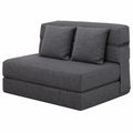 Divano Letto Futon Pieghevole con Materasso Memory e Cuscini, 203x152 cm, Tessuto Lavabile, Grigio Scuro
